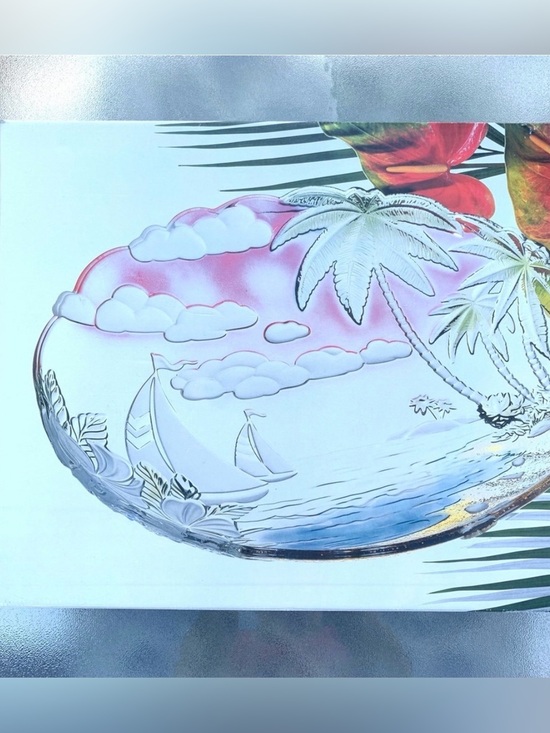 Mikasa Other - Mikasa 3D Sunrise Bay 18-1/2” Oval Sailboat Nautical Hostess Glass Platter